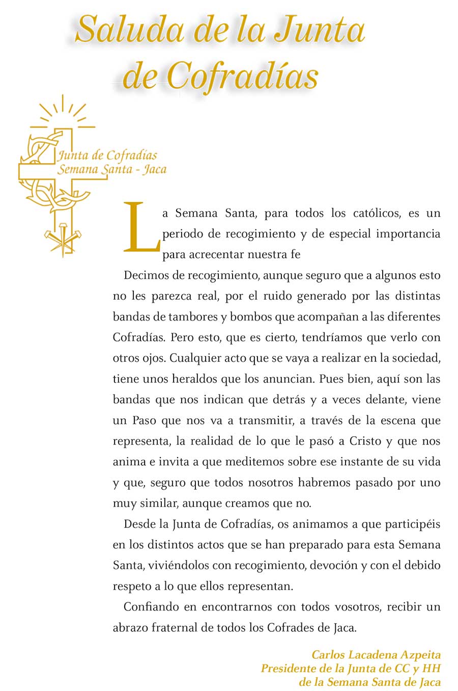 Saludo Junta de Cofradías